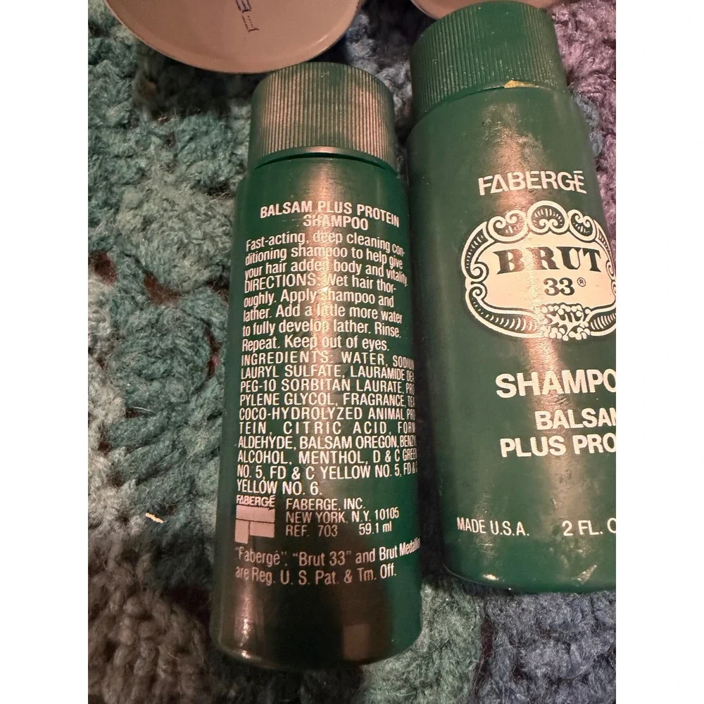 Vintage Faberge Brut 33 Shampoo and Shave Cream Set Travel‎ Size 2oz Made in USA
